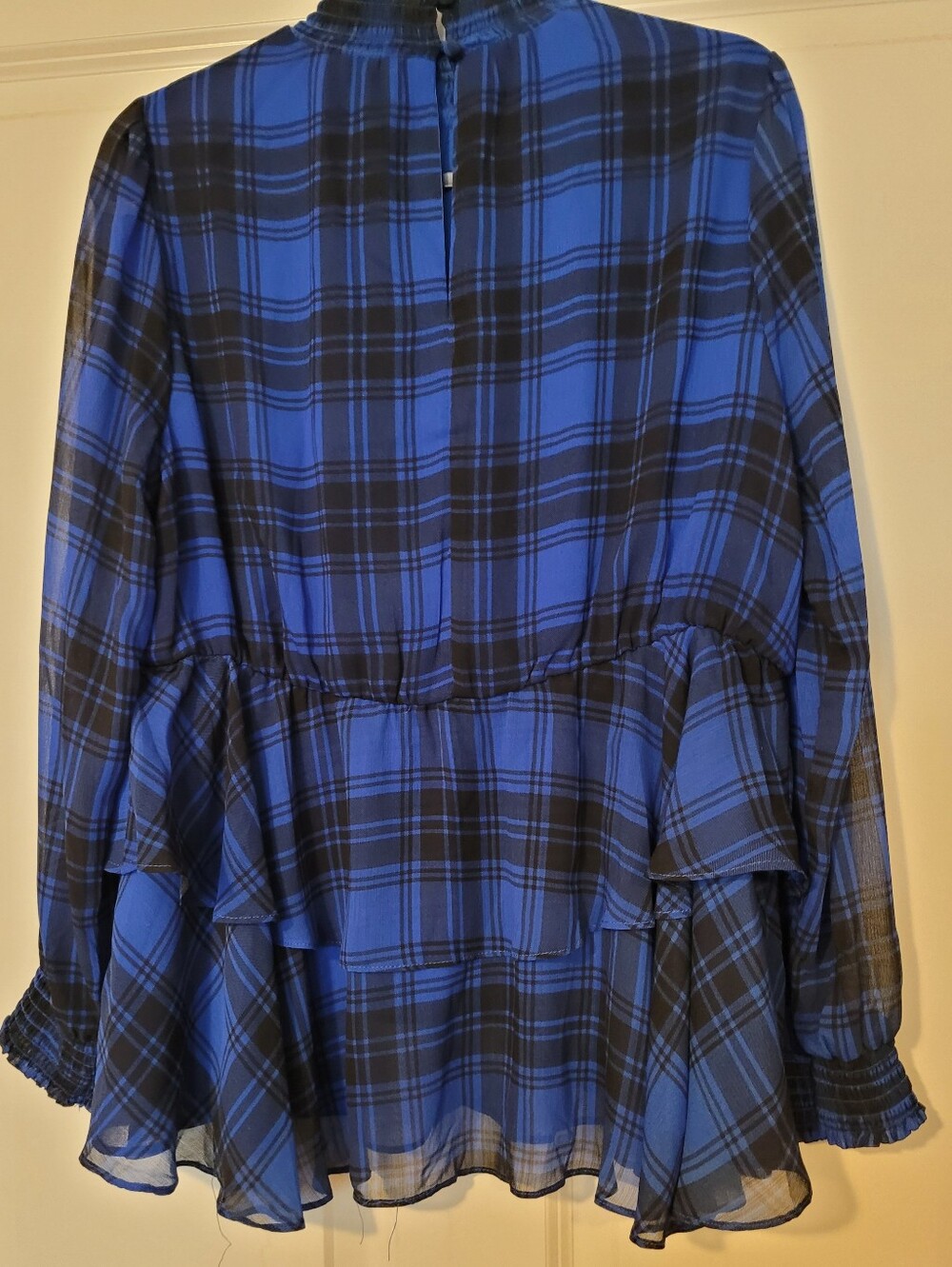 torrid Blue and Black Plaid Rufffled Top Blouse.   M/L  NWT! - Picture 6 of 12